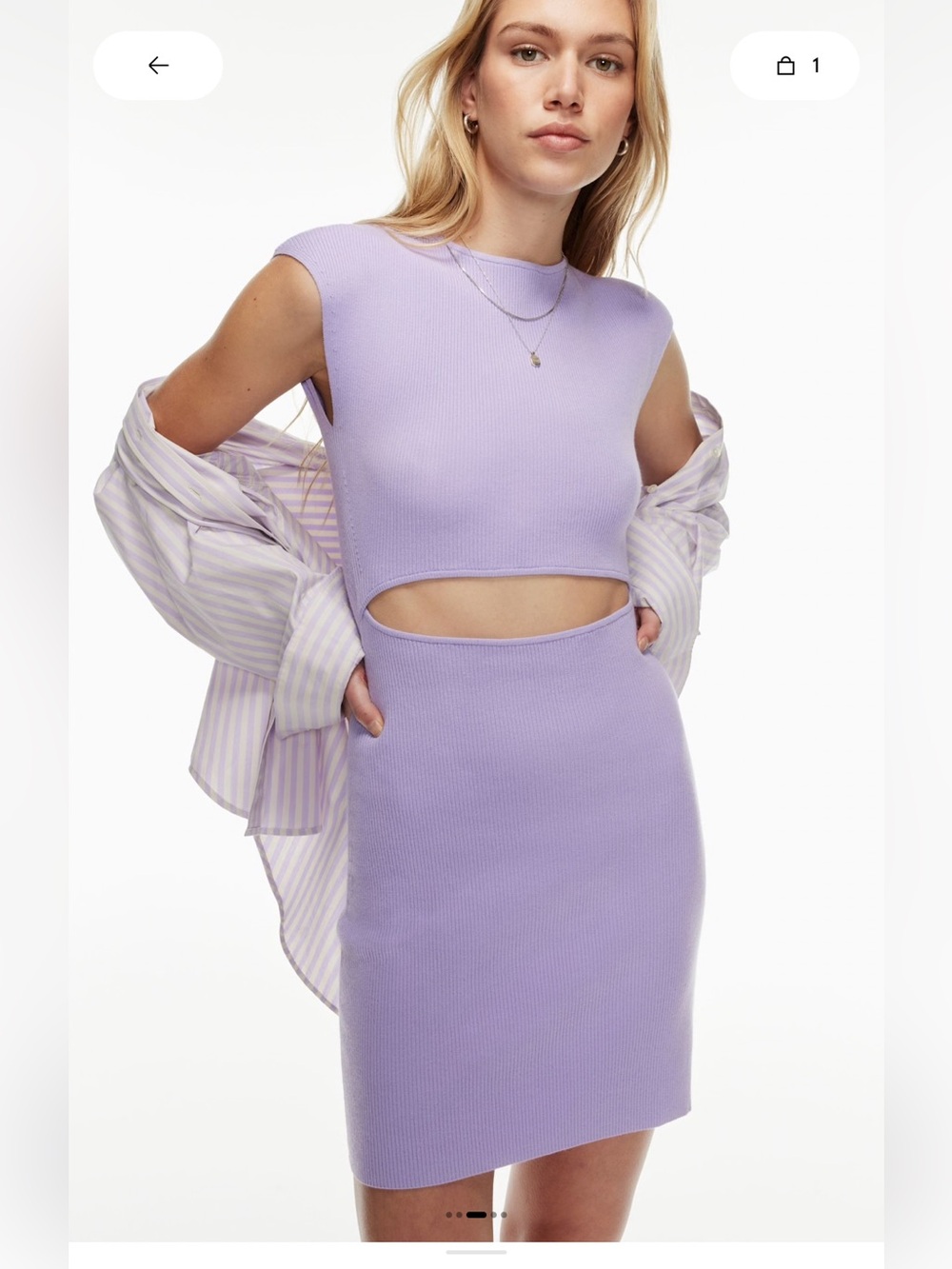 Wifred Free Aritzia Cutout Knit Mini Dress in Lavender Purple - New With Tags